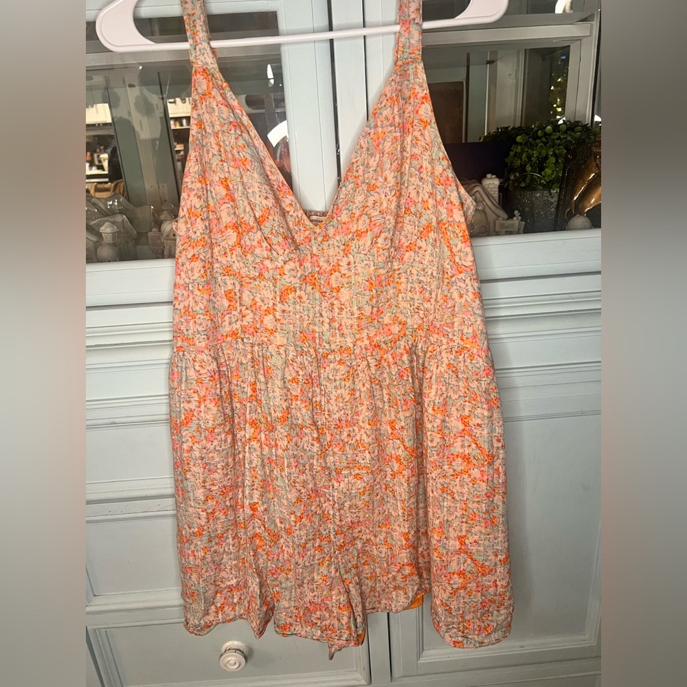 American Eagle Outfitters Orange and Cream romper